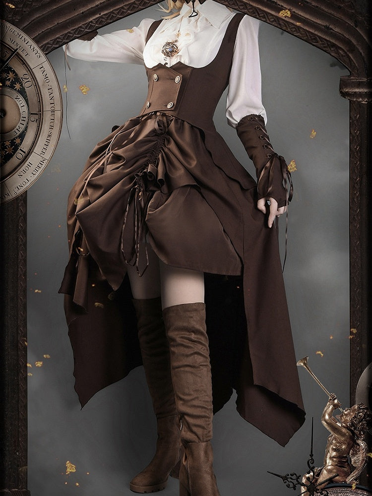 Brown Steampunk Lolita Under Bust Gothic Waistcoat