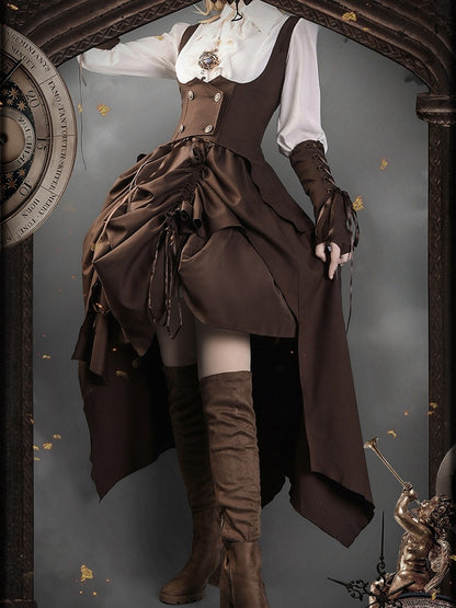 Brown Steampunk Lolita Under Bust Gothic Waistcoat