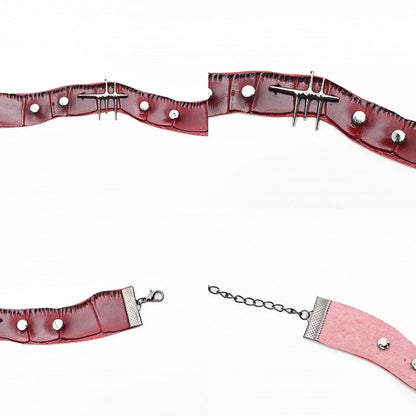 Red Bracelet Metal PU Decorated