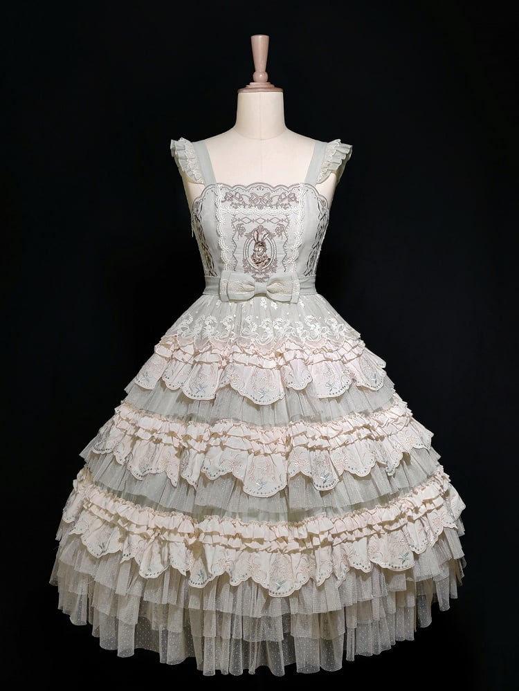 バニーレイヤードスカート ライトグリーン ロリータドレス