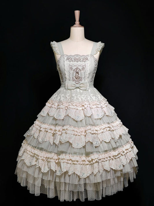 バニーレイヤードスカート ライトグリーン ロリータドレス