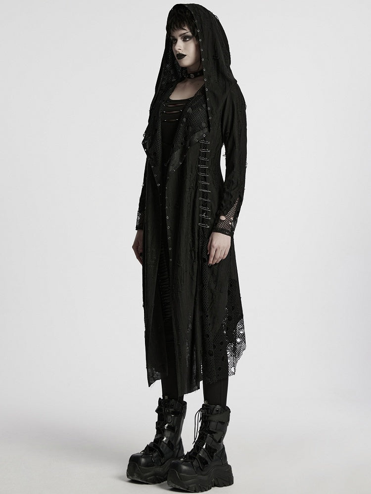 Knitted Black Decadent Coat Gothic Asymmetric