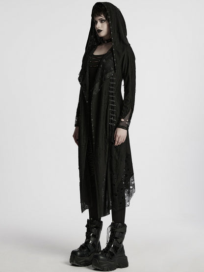 Knitted Black Decadent Coat Gothic Asymmetric