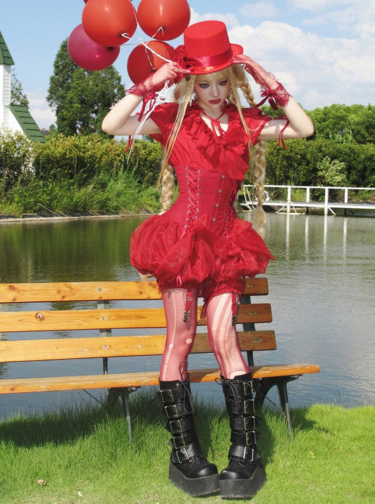 Gothic Taille Lolita Korsett Super Red High Shorts