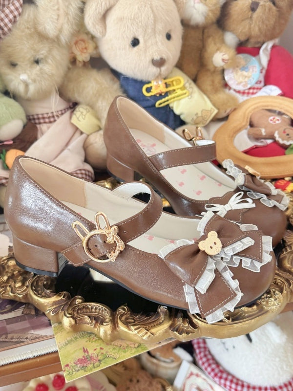 Details for Brown Bow Shoes PU Lolita with Sweet