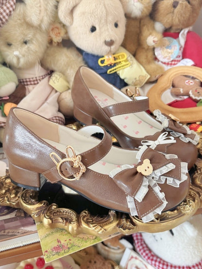 Details for Brown Bow Shoes PU Lolita with Sweet