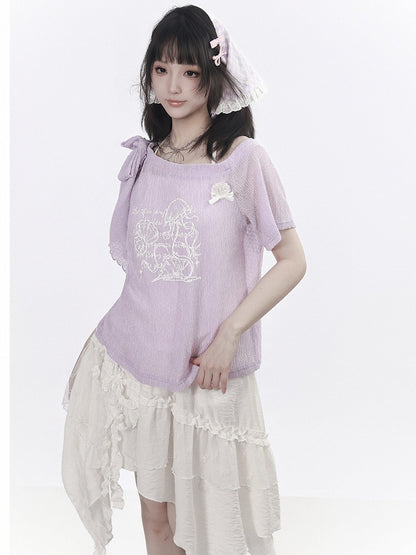 Kawaii 2-Piece Set: Asymmetrical Top & Halter - PINK SAVIOR