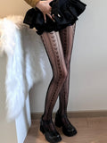 Pattern Heart Y2K Black Tights