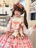 Coffee Bowknot Lolita Sweet Hairclip Pink and