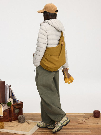 Hooded Baffle Jacket Gray/Black Construction Down