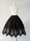 Black Lily Lace-Trimmed Embroidered Skirt Lolita