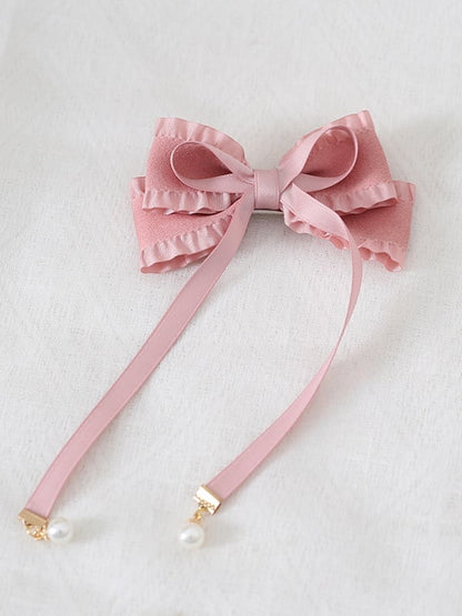 Colors Bowknot with Ribbon Hairclip Cute 8 Bead Decorations