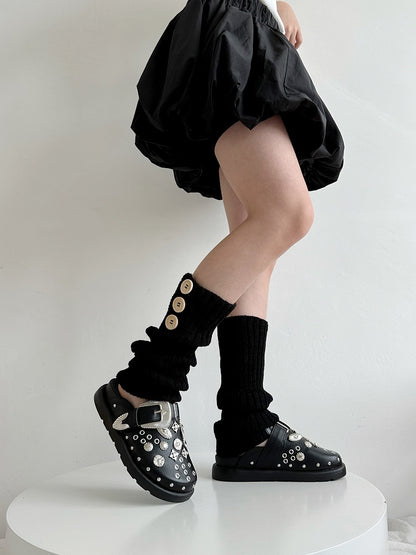 4 Colors Button Decorated Knitted Leg Warmers