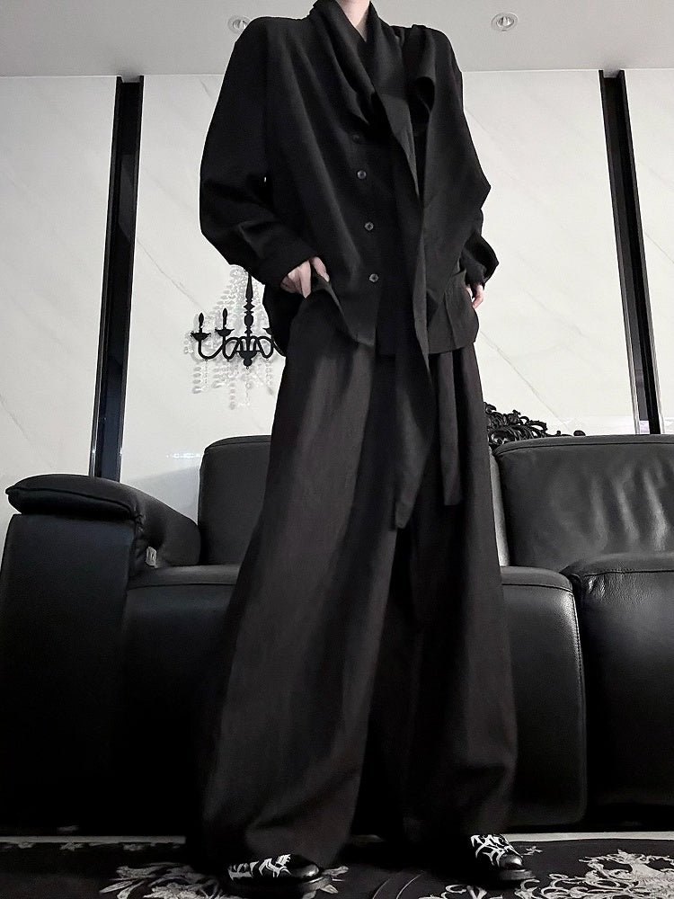 with Shirt Neckline Ouji Scarf Long Lolita Sleeve Black