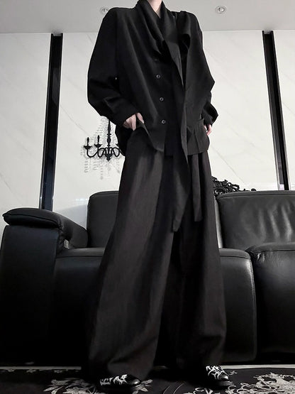 with Shirt Neckline Ouji Scarf Long Lolita Sleeve Black