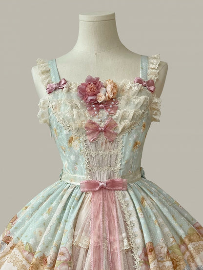 Light Print Jumper Sunflowers Sweet and Skirt Farm Green Lolita Ducks