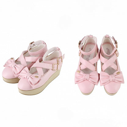 with Leather PU Sweet Pink Platforms Lolita