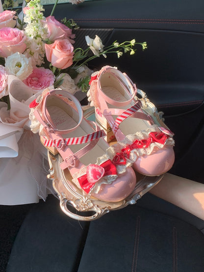 Jane Mary Sweet Lolita Shoes Strawberry Raspberry Cake Pink