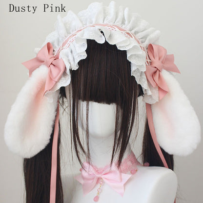 Lop Rabbit Ear Bowknot Details Lace Trim Hairband