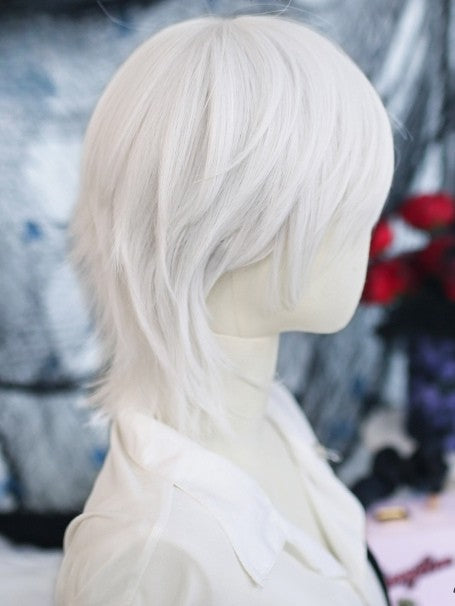 Weiße, kurze Ouji-Perücke, glatt, 25–30 cm