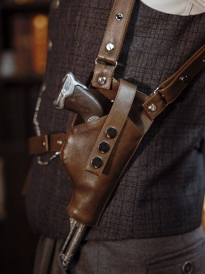 PU Shoulder Harness Holster Coffee Steampunk Adjustable