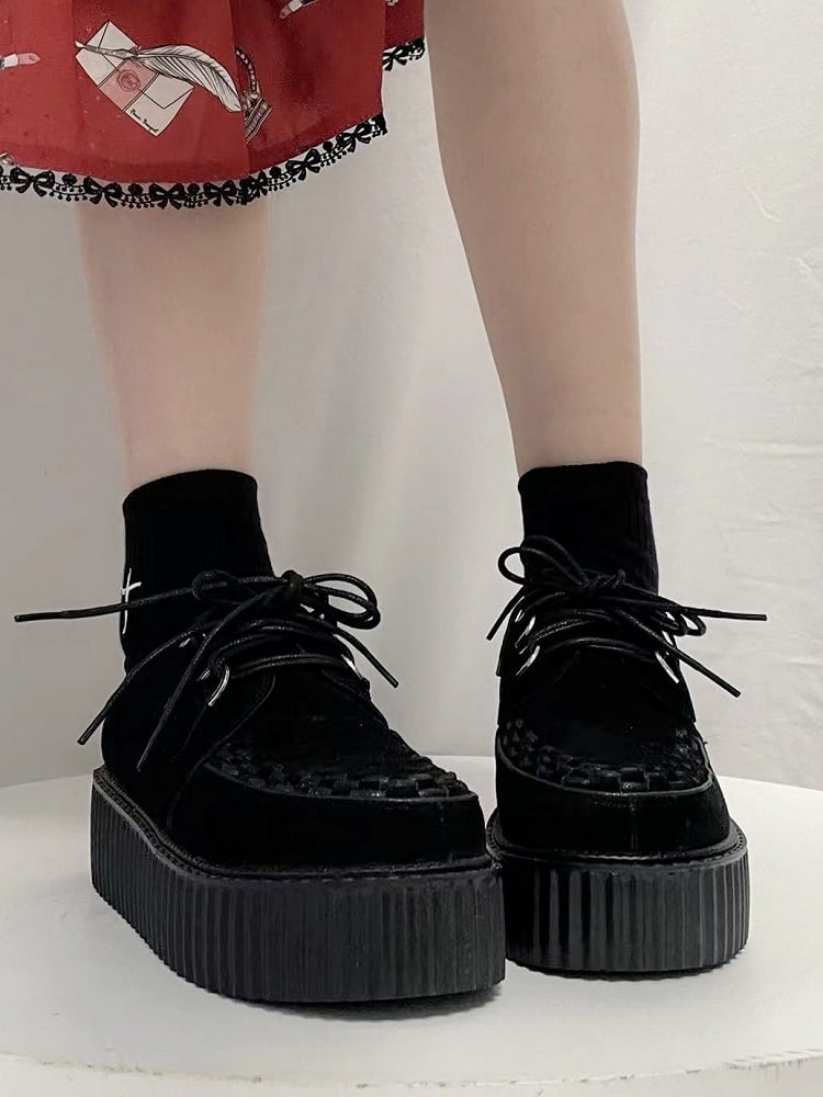 Closure Lace-up Harajuku Black Design Platforms