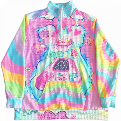 プリントスウェットシャツ ファッション 漫画 カラフル ギャル