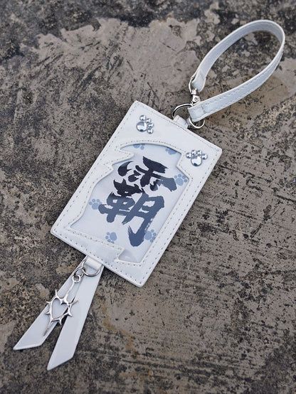 Card Adorable Cat Paw Design White PU Badge Holder