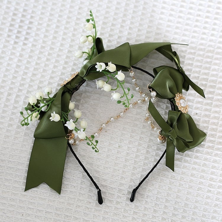 Lolita KC Bowknot Green The Of Chains Lily Valley Elegant Bead Asymmetric With