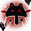Y2K Devil Black Cat Plush Hat With Pompons