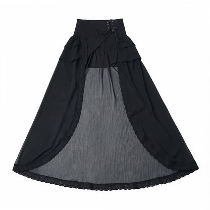 Long Black Trailing Corset Belt - PINK SAVIOR