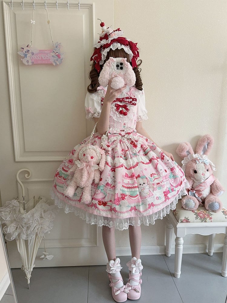 Cakes Kleid Sweet Cherry und Print Pink Lolita