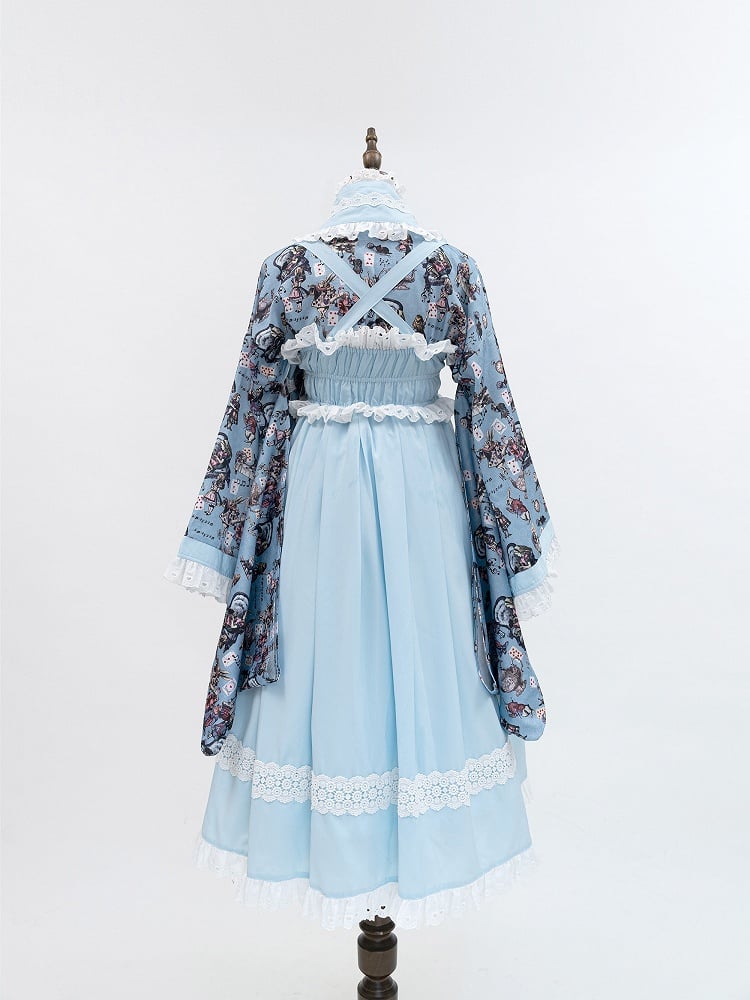 Alice Trim Blue Top Bunny in Print + JSK Wa Wonderland Set Lolita and Poker Lace Vibes Dress