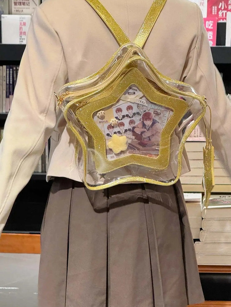 Abnehmbares PU mit Ita-Taschen-Abzeichen, Gold-Set, Charm, sternförmig