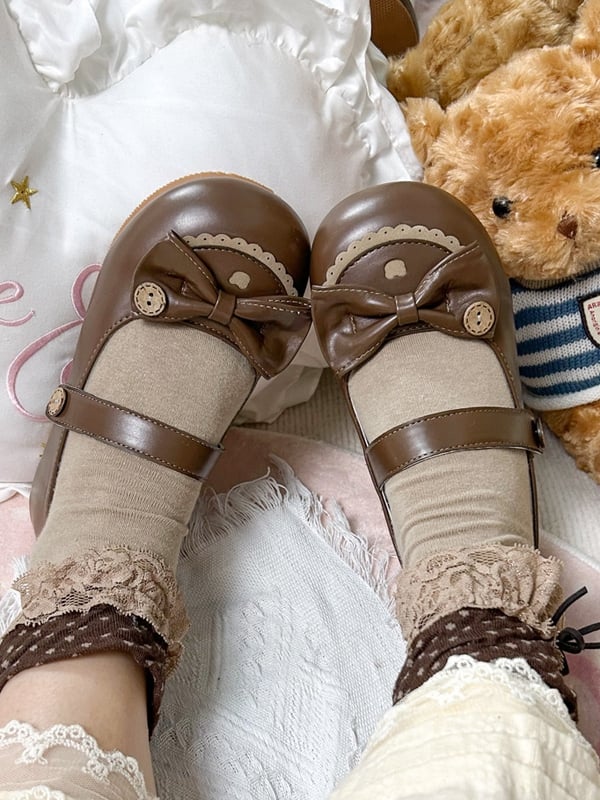 Shoes PU Scalloped - Sweet Hem Flat Brown