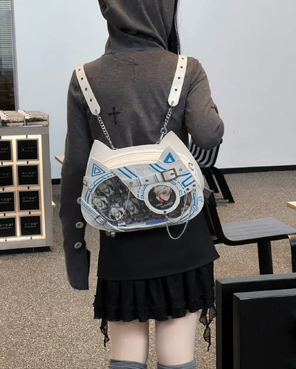 Cyberpunk Cat Glow-in-the-dark Ita Bag Blue White - Daylight
