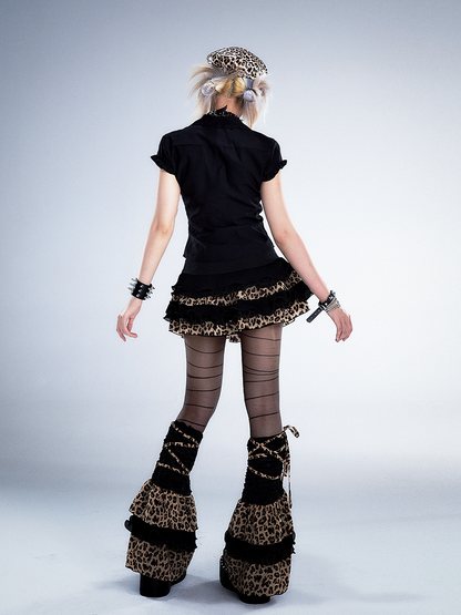 Waist-Cinched Top Crop Black Punk Vintage