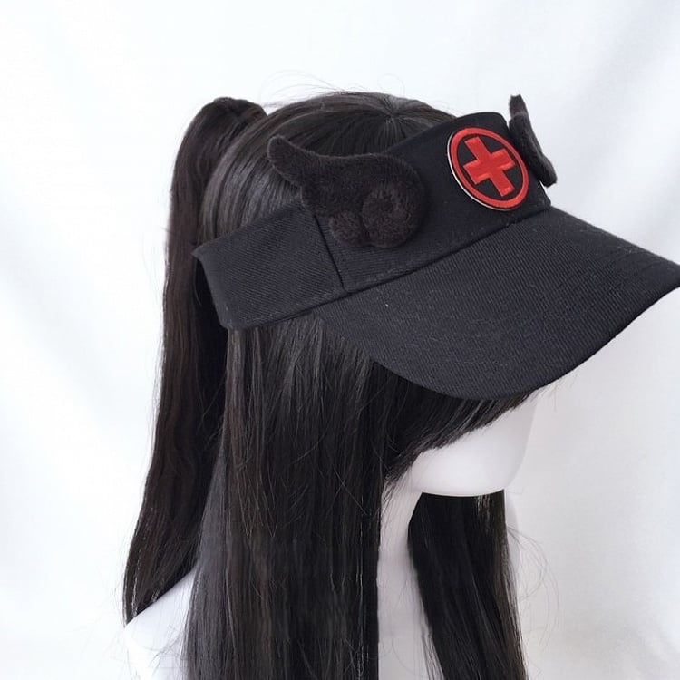 Wings Visor with Black/White Cap Cross Embroidered