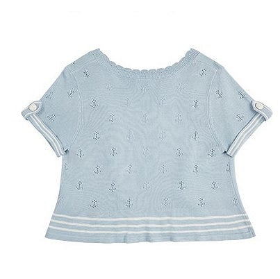 Blue Knitted Short-sleeved Cardigan Lolita Perforated
