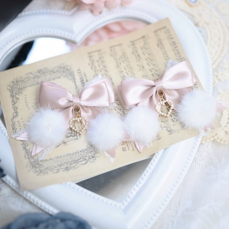 Jirai Kei Fluffy Bow Hair Clips
