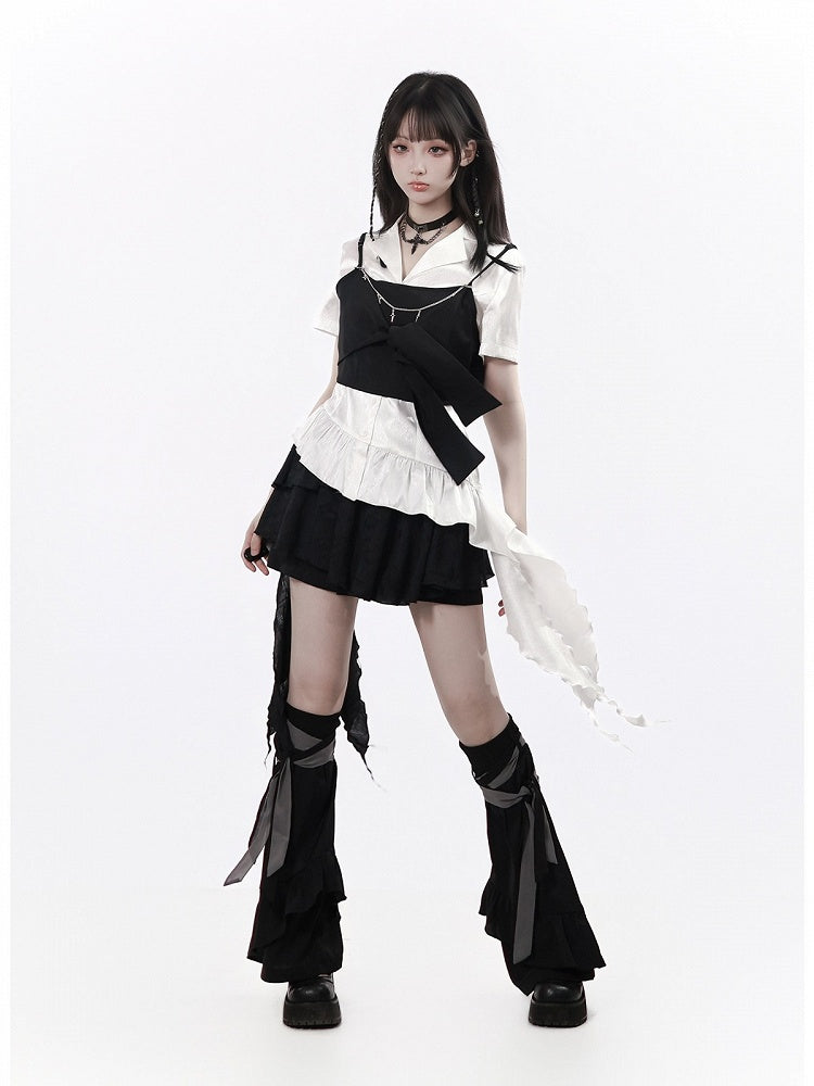 Black Leg Warmers with Ruffle Accents - PINK SAVIOR