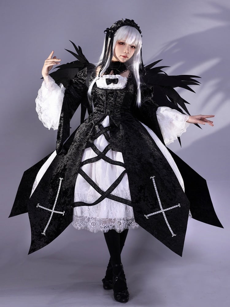 Rozen Maiden Mercury Lamp Schwarz-Weißes Kleid Lolita-Stil Cosplay Kostüm