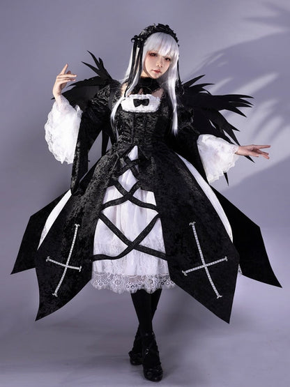 Rozen Maiden Mercury Lamp Schwarz-Weißes Kleid Lolita-Stil Cosplay Kostüm