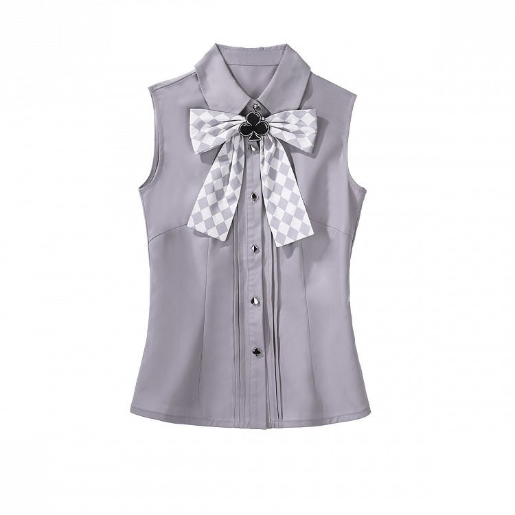 + Gothic Set Waist Skirt Bunny High Cropped Magician Coat Print Lolita Lapel Sleeveless Purple - Top