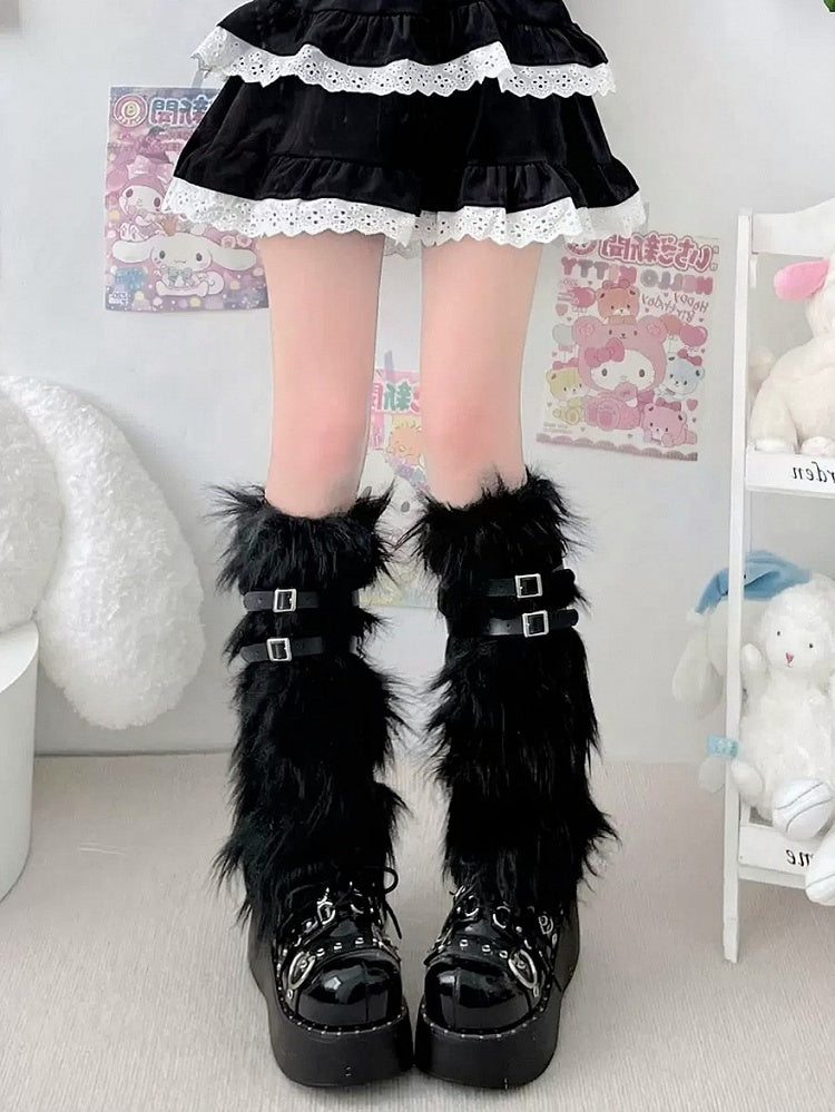 3 Warmers Furry Colors Slouch Buckle Leg -