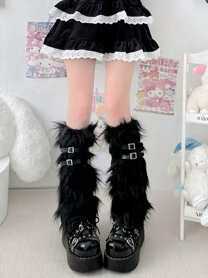 3 Warmers Furry Colors Slouch Buckle Leg -
