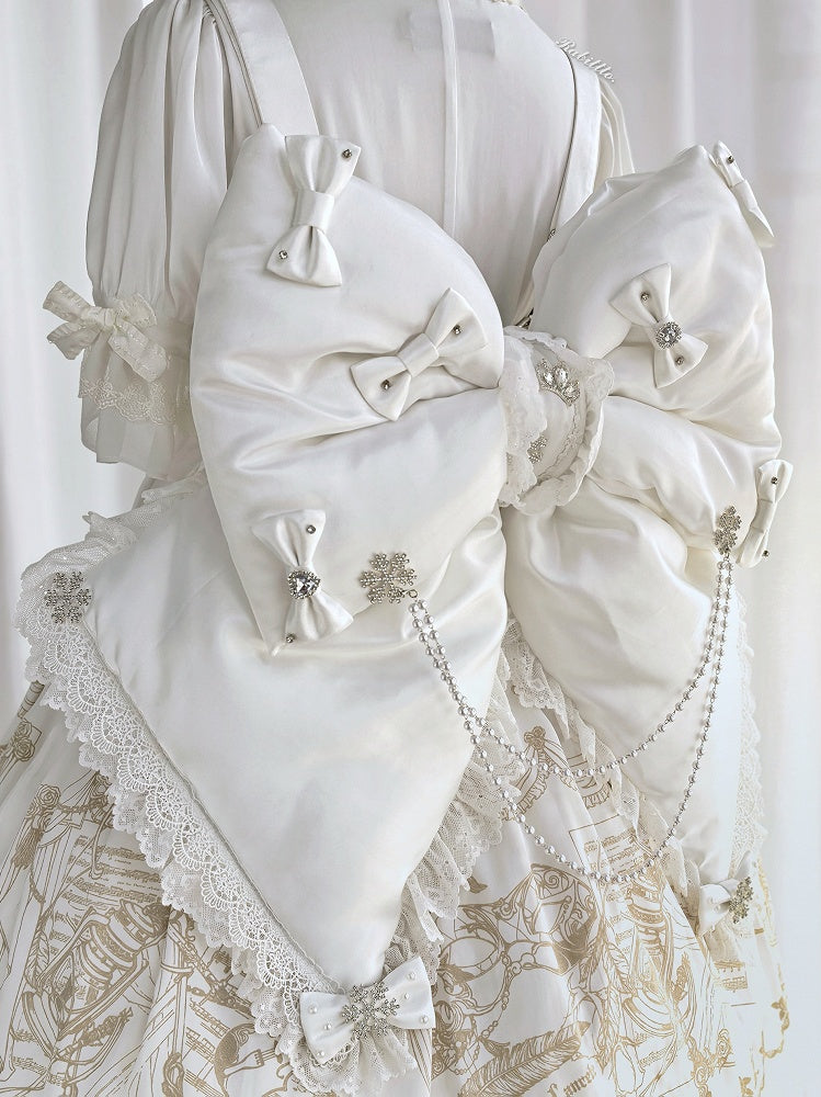 Backpack Snowflakes Adorned Bead Bow Chain with and Big White