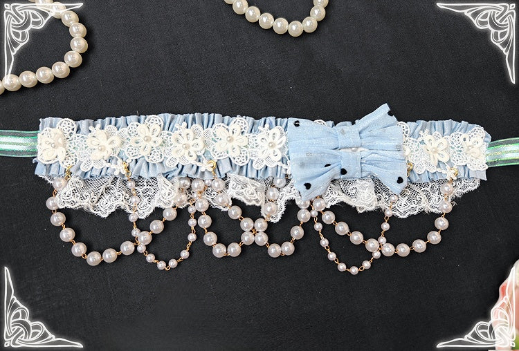 Purple with Details White Lolita Bead Pink Blue / Choker