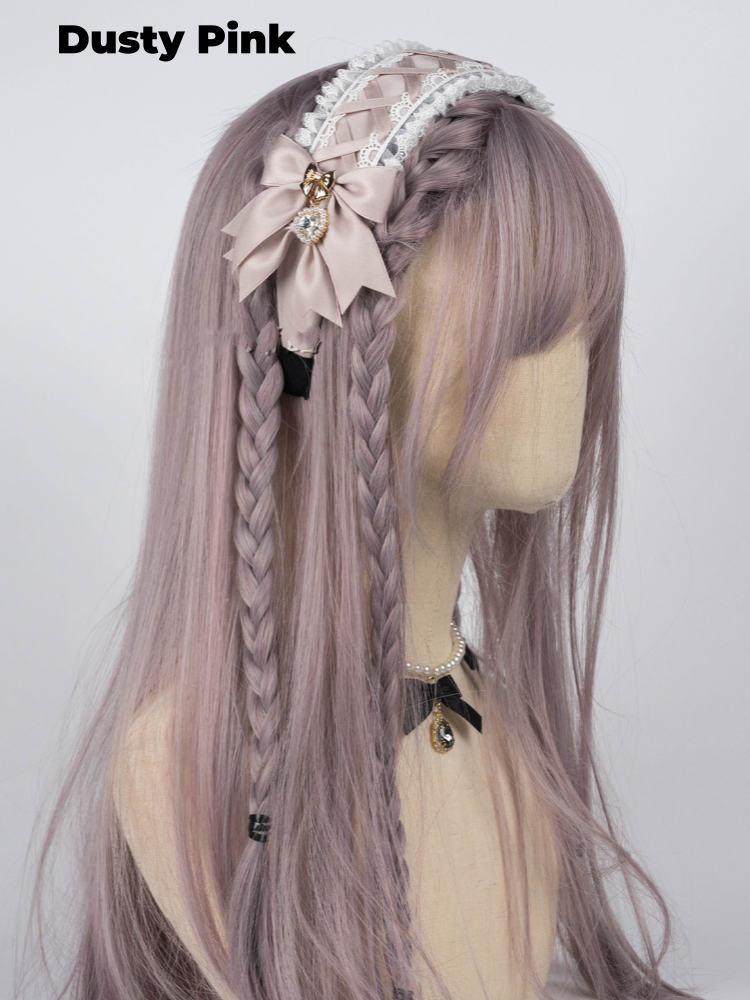 Pince à cheveux en dentelle avec nœuds Jirai Kei, 4 couleurs, cœur