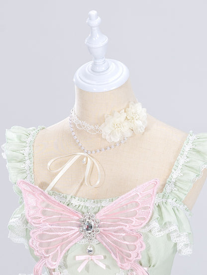 White Flower Choker with Bead Chain - DevilInspired Exclusive Collection